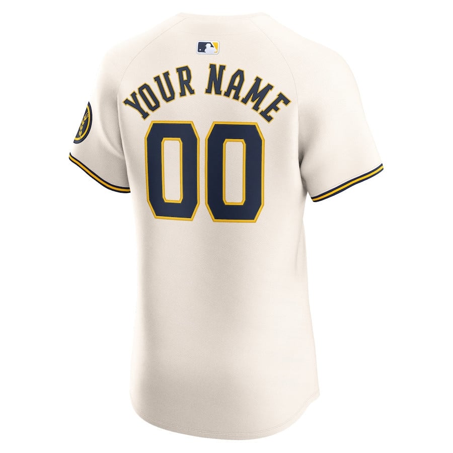 Bob Uecker #9 Milwaukee Brewers Home ELITE Cream MLB Jersey Men's