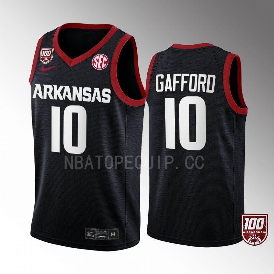 Daniel Gafford 10 Arkansas Razorbacks Black 100 Season College NCAA Jersey Men's