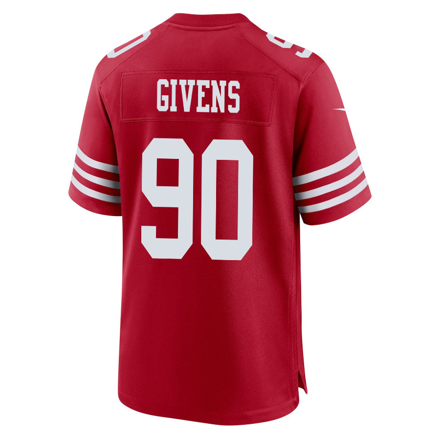 Kevin Givens 90 San Francisco 49ers Super Bowl LVIII Patch Game Scarlet NFL Jersey Men's