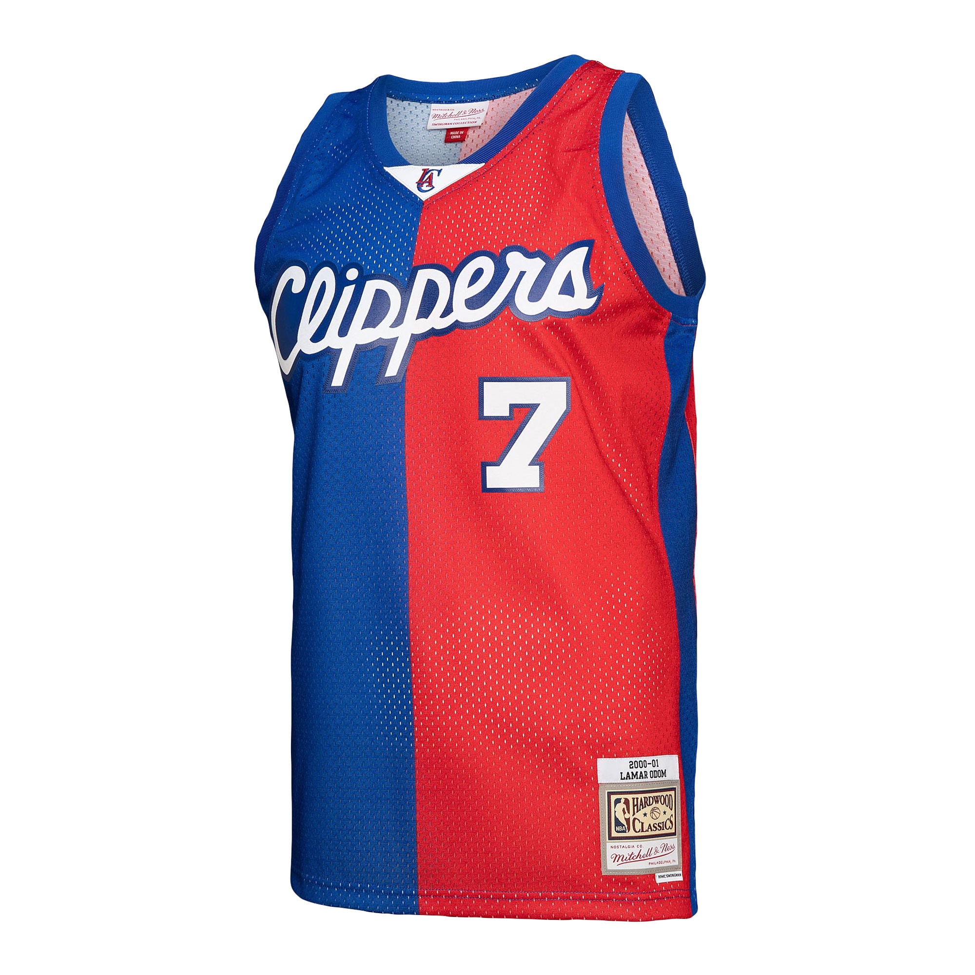 Mitchell Ness Lamar Odom Royal/Red Los Angeles Clippers Hardwood Classics 2000/01 Split Swingman NBA Jersey Men's