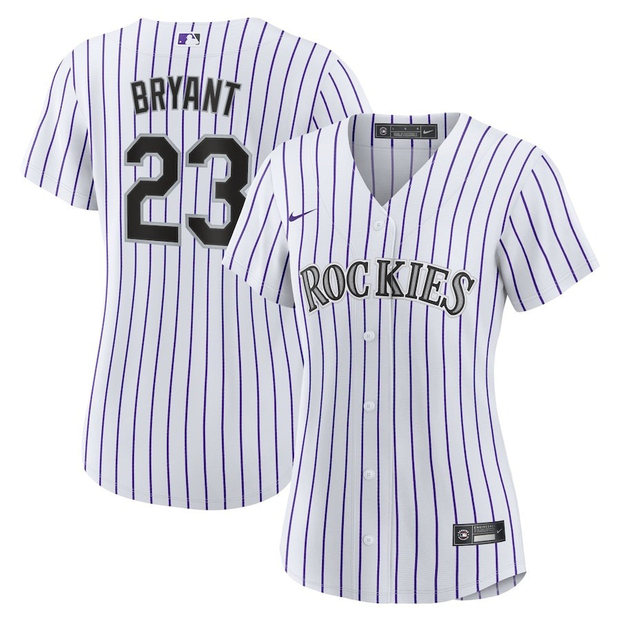 Kris Bryant 23 Colorado Rockies Player White/Purple MLB Jersey Women's