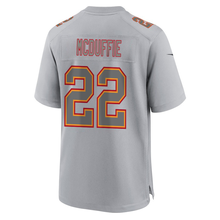 Trent McDuffie 22 Kansas City Chiefs Super Bowl LVIII Champions 4 Stars Patch Atmosphere Fashion Game Gray NFL Jersey Men's