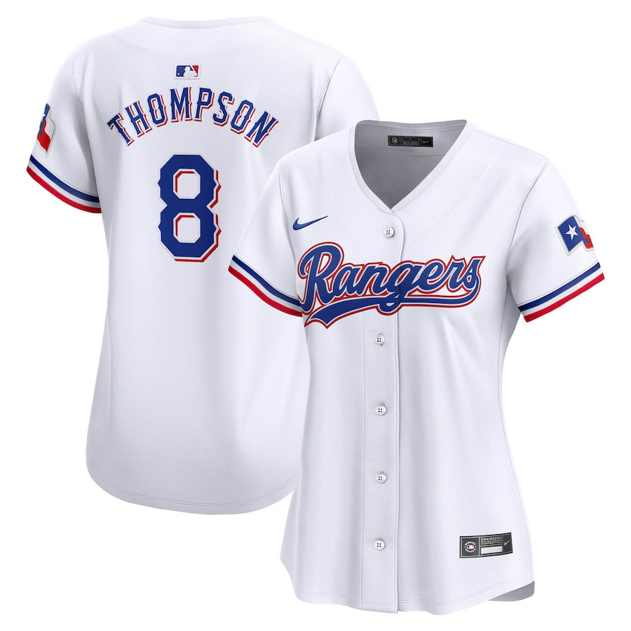 Bubba Thompson 8 Texas Rangers Home Limited Player White MLB Jersey Women's