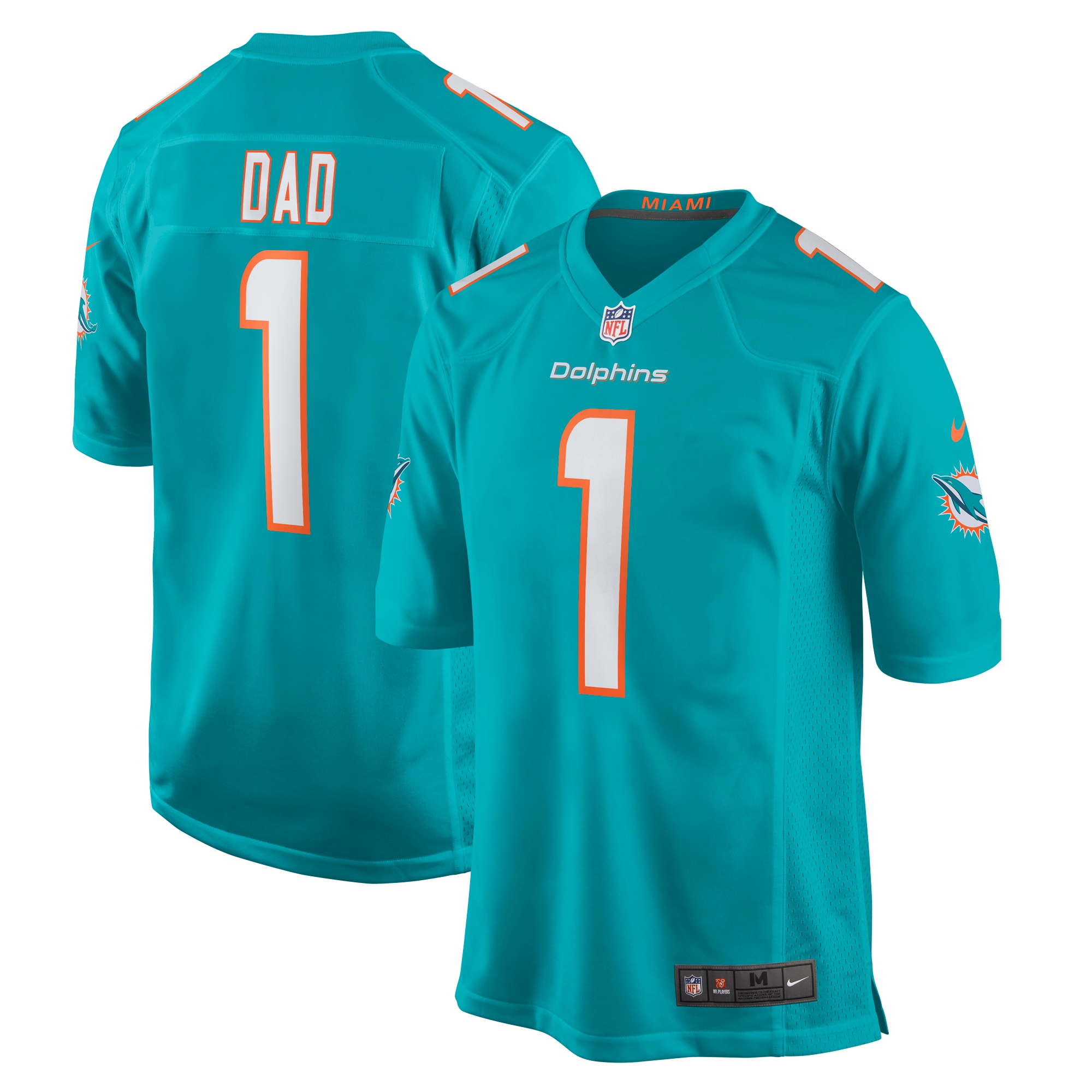 Miami Dolphins Number 1 Dad Aqua Game NFL Jersey Men's