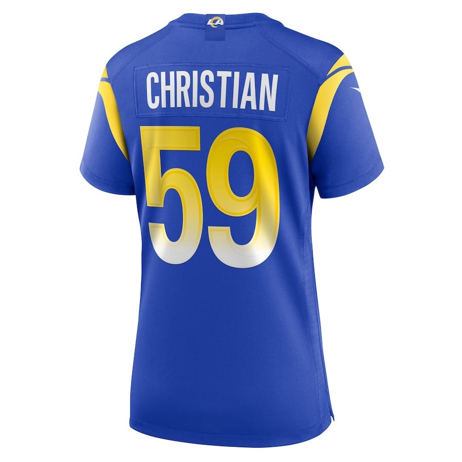 Geron Christian 59 Los Angeles Rams Team Game Royal NFL Jersey Women's