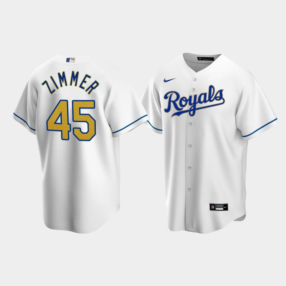 Kansas City Royals Kyle Zimmer 45 White Home MLB Jersey Men's