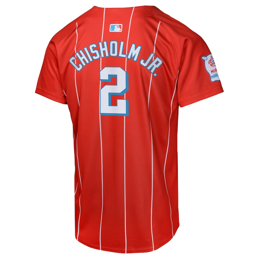 Jazz Chisholm Jr. 2 Miami Marlins City Connect Limited Red MLB Jersey Youth