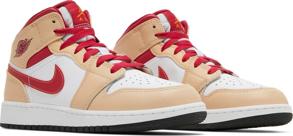 Air Jordan 1 Mid GS Light Curry Cardinal Red 554725-201