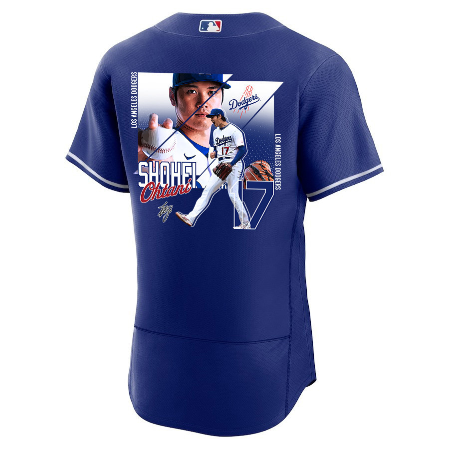 Shohei Ohtani 17 Los Angeles Dodgers Signed Greatest Sho On Earth 2023 Alternate ELITE Royal MLB Jersey Men's