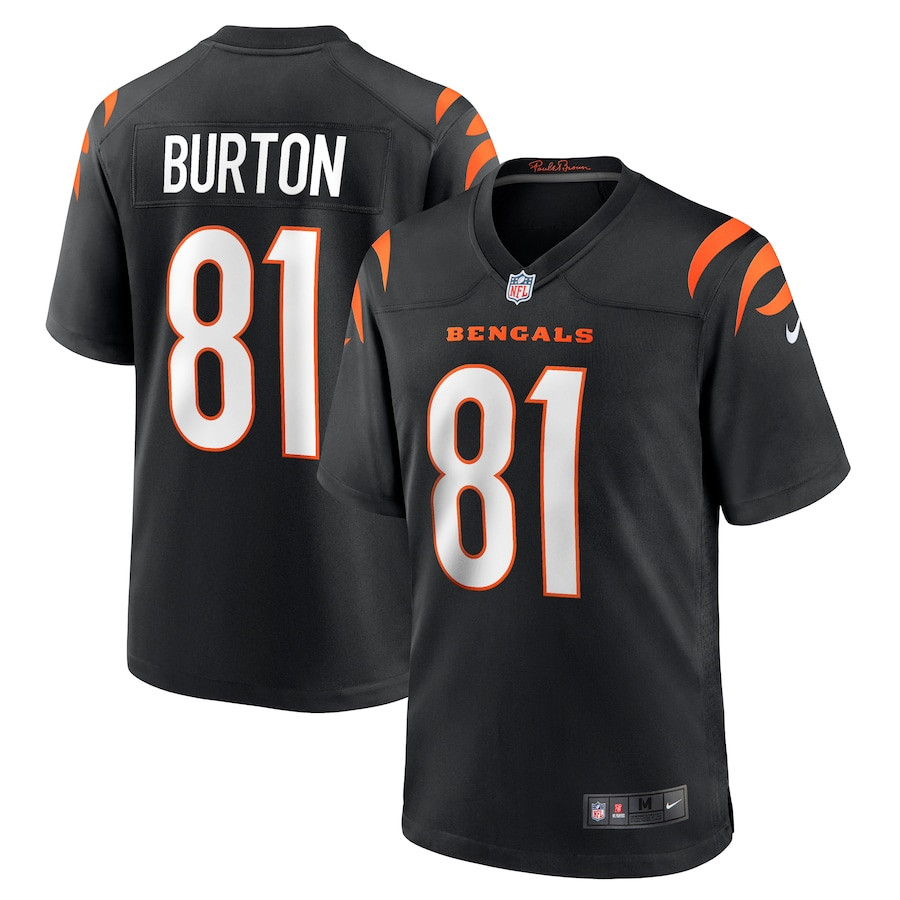 Jermaine Burton 81 Cincinnati Bengals Game Black NFL Jersey Men's