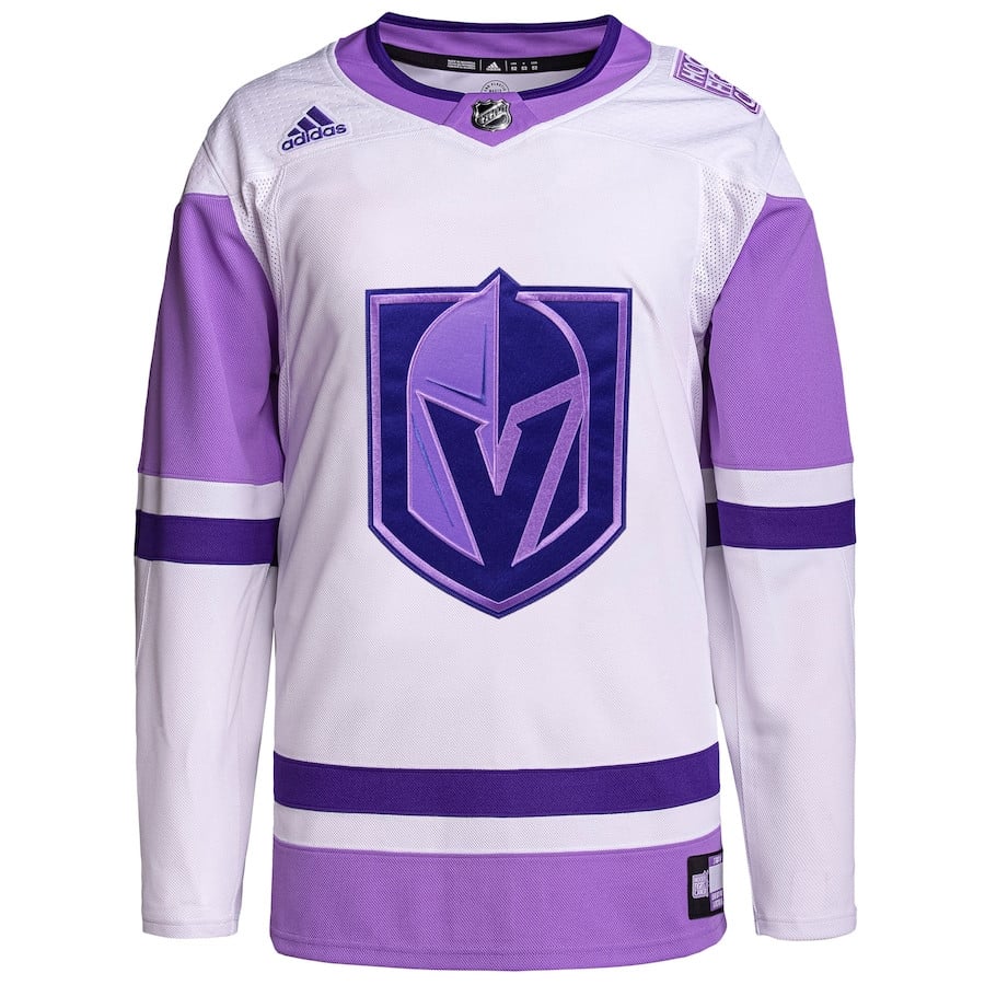 Vegas Golden Knights Fights Cancer Primegreen White/Purple NHL Jersey Men's