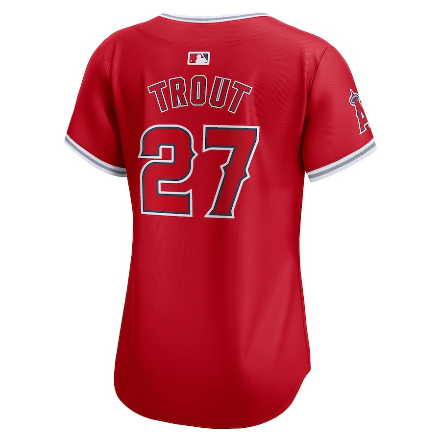 Mike Trout 27 Los Angeles Angels Alternate Limited Red MLB Jersey Women's