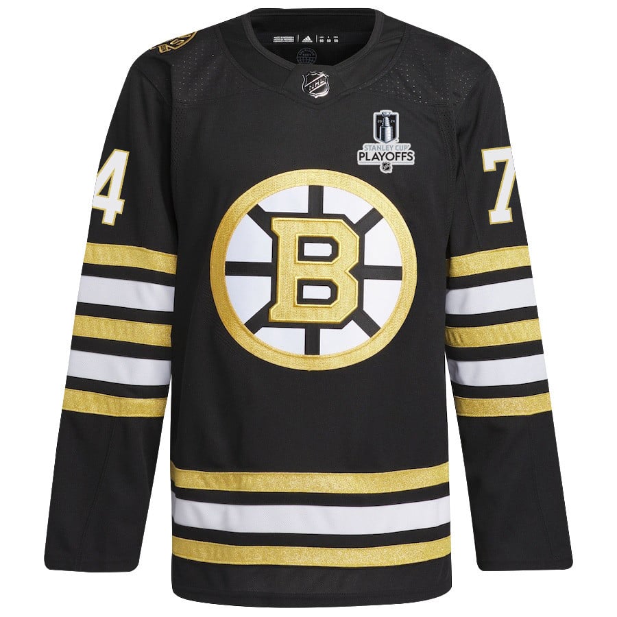 Jake DeBrusk 74 Boston Bruins 2024 Playoffs Patch Home Black NHL Jersey Men's