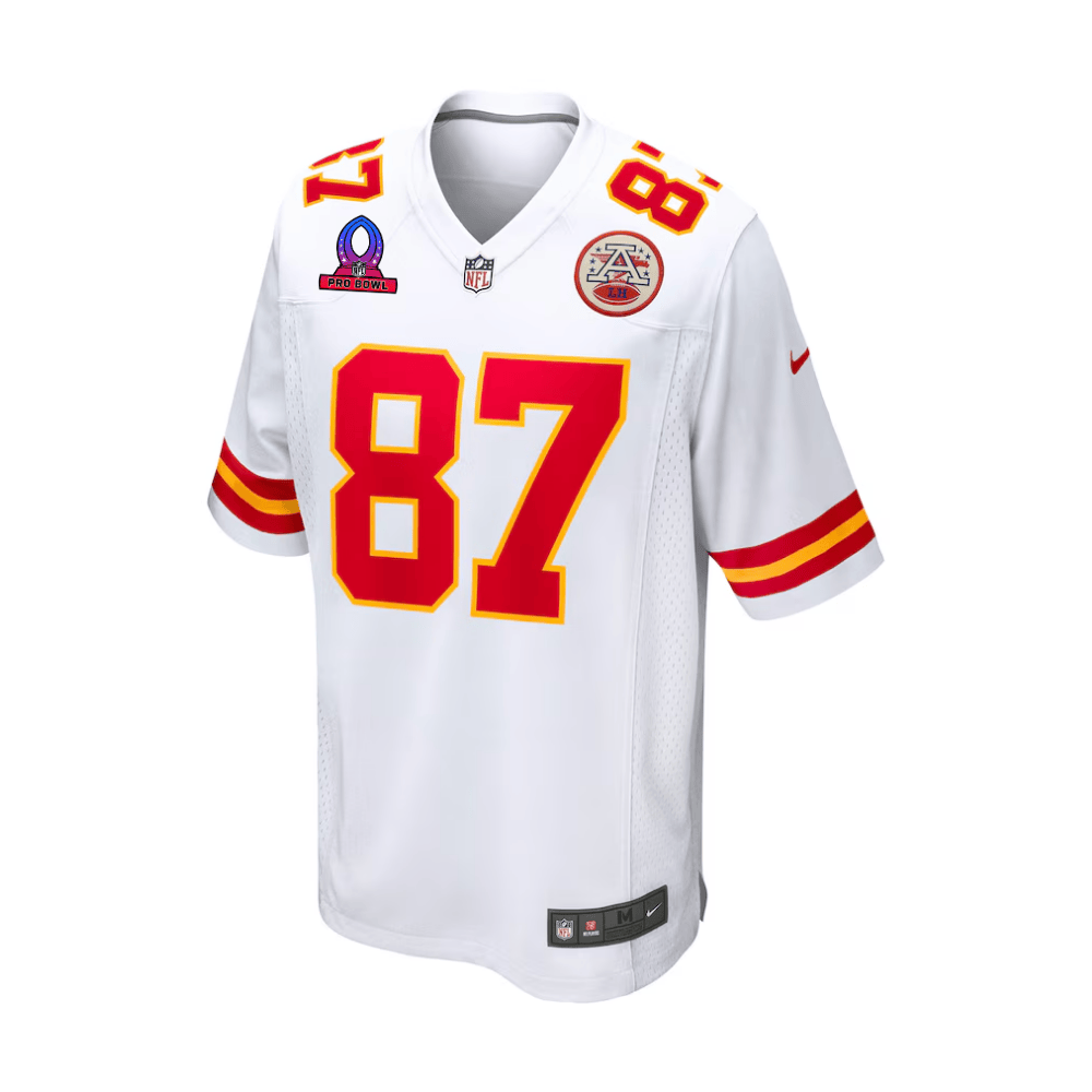 Travis Kelce 87 Kansas City Chiefs 2025 Pro Bowl Patch Game White NFL Jersey Men's
