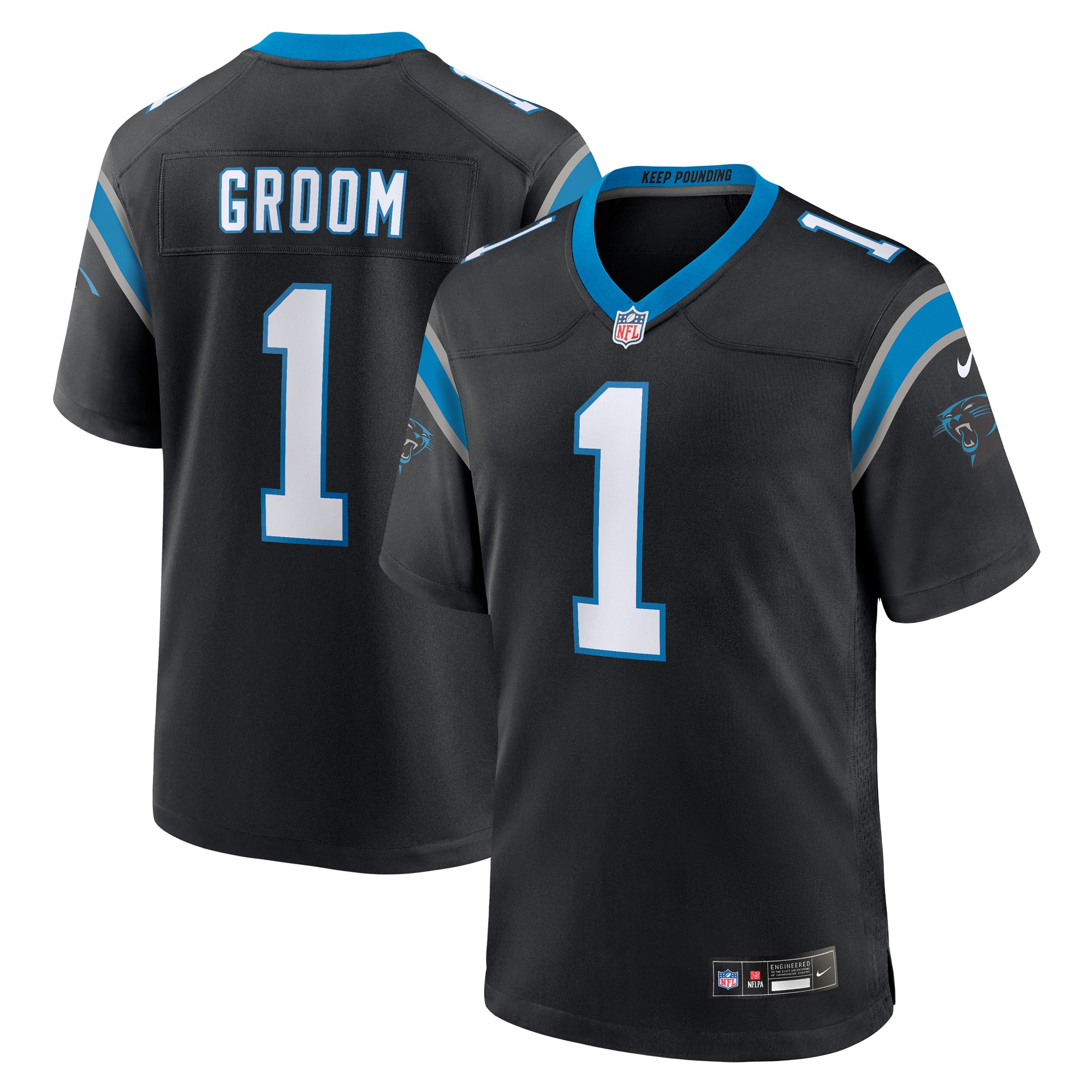 Carolina Panthers Number 1 Groom Black Game NFL Jersey Men's