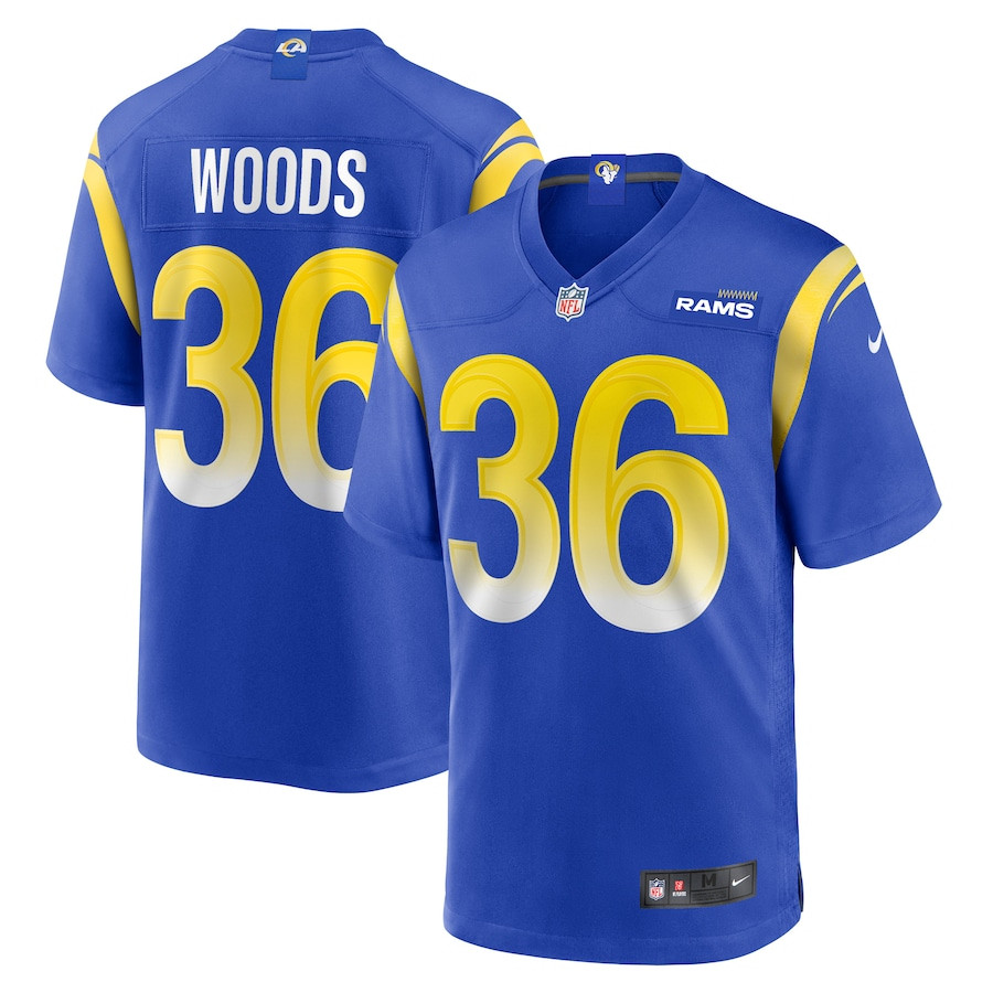 Charles Woods 36 Los Angeles Rams Game Royal NFL Jersey Men's