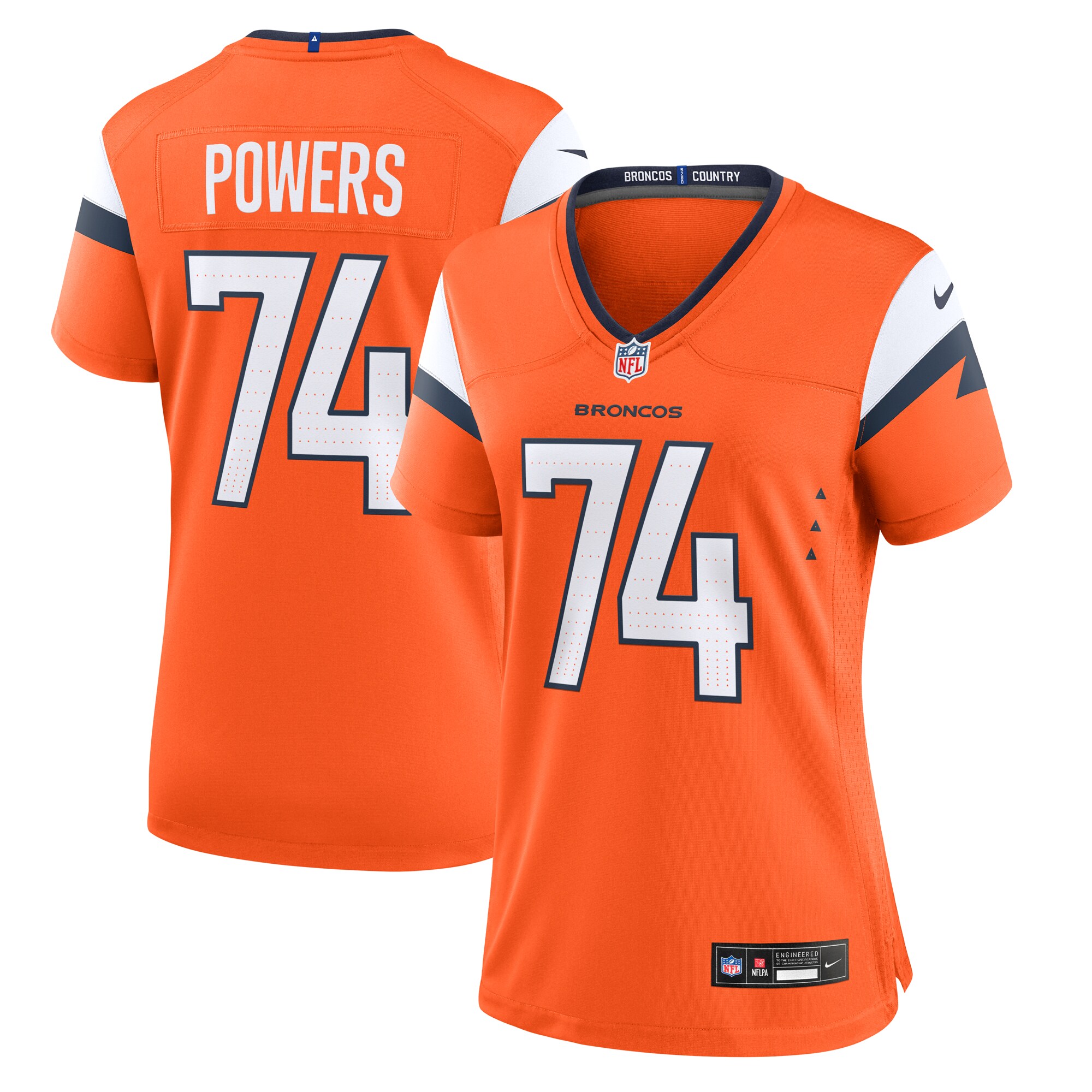 Denver Broncos Ben Powers Orange Team Game NFL Jersey Women's