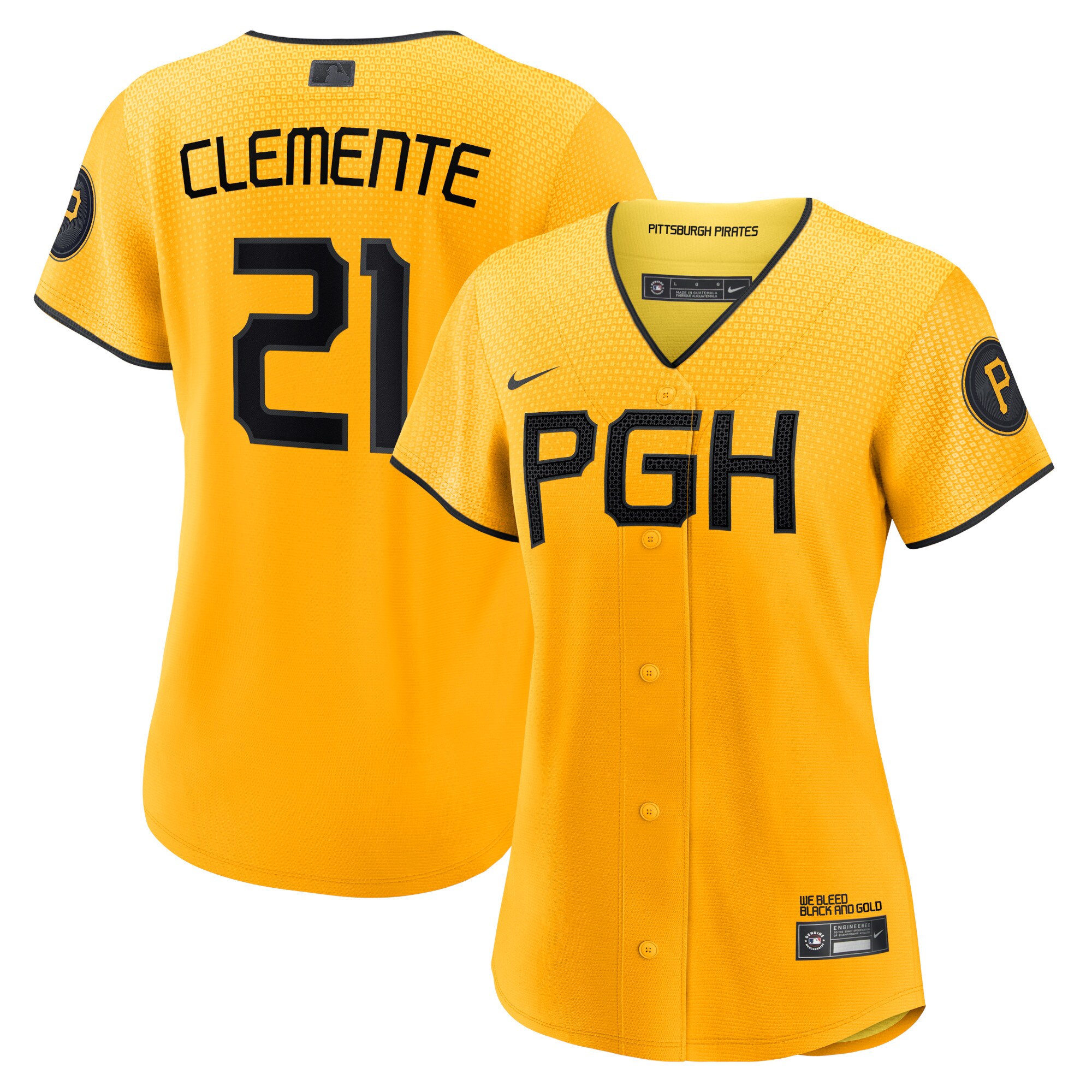 Pittsburgh Pirates Roberto Clemente Gold City Connect Player MLB Jersey Women's