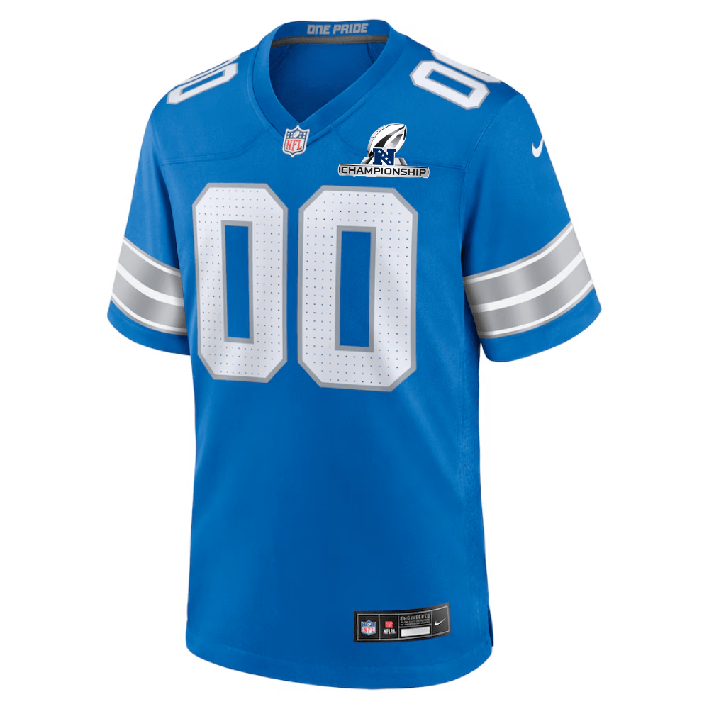 Detroit Lions NFC Championship Patch Game Custom Blue NFL Jersey Men's