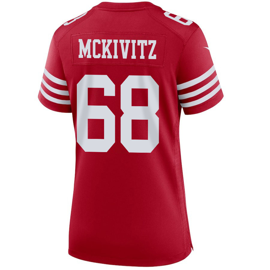 Colton McKivitz 68 San Francisco 49ers Super Bowl LVIII Patch Game Scarlet NFL Jersey Women's