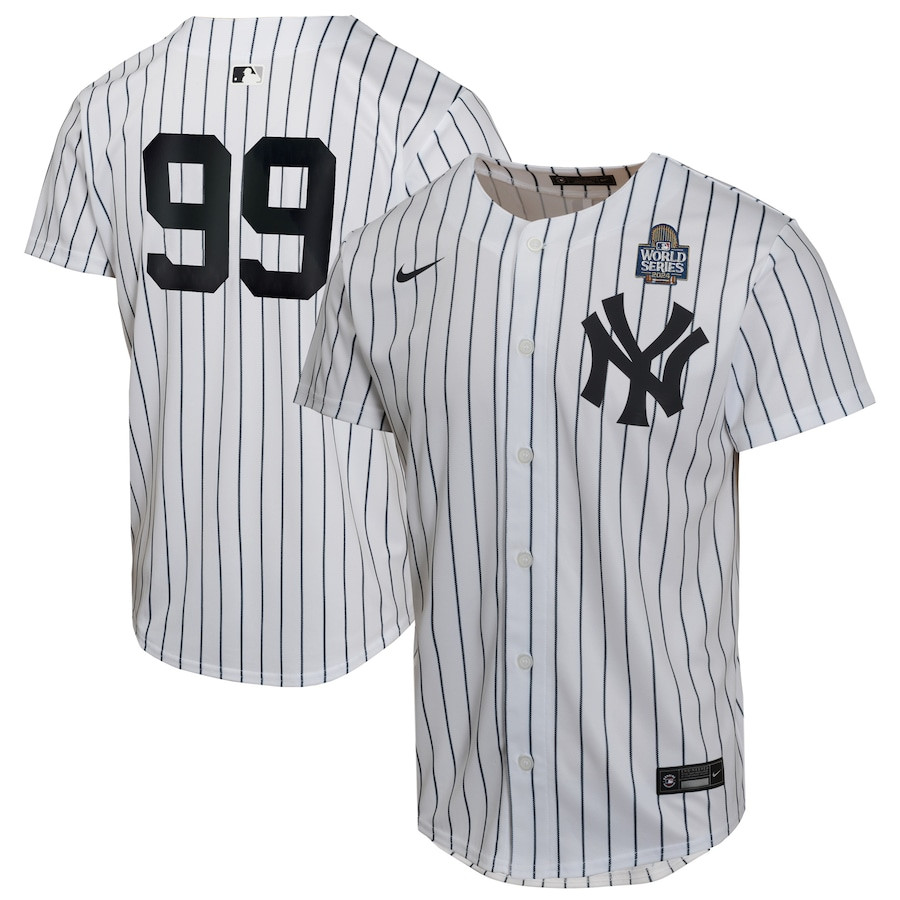 Aaron Judge 99 New York Yankees 2024 World Series Home Game Player White MLB Jersey Youth