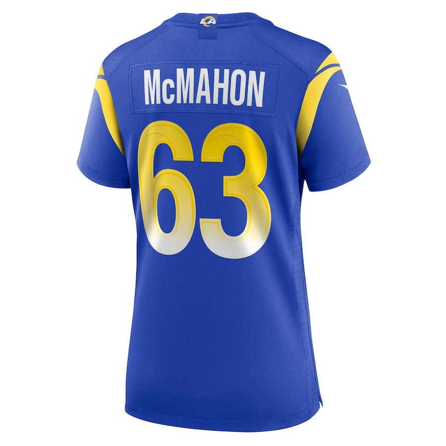 Dylan McMahon 63 Los Angeles Rams Team Game Royal NFL Jersey Women's