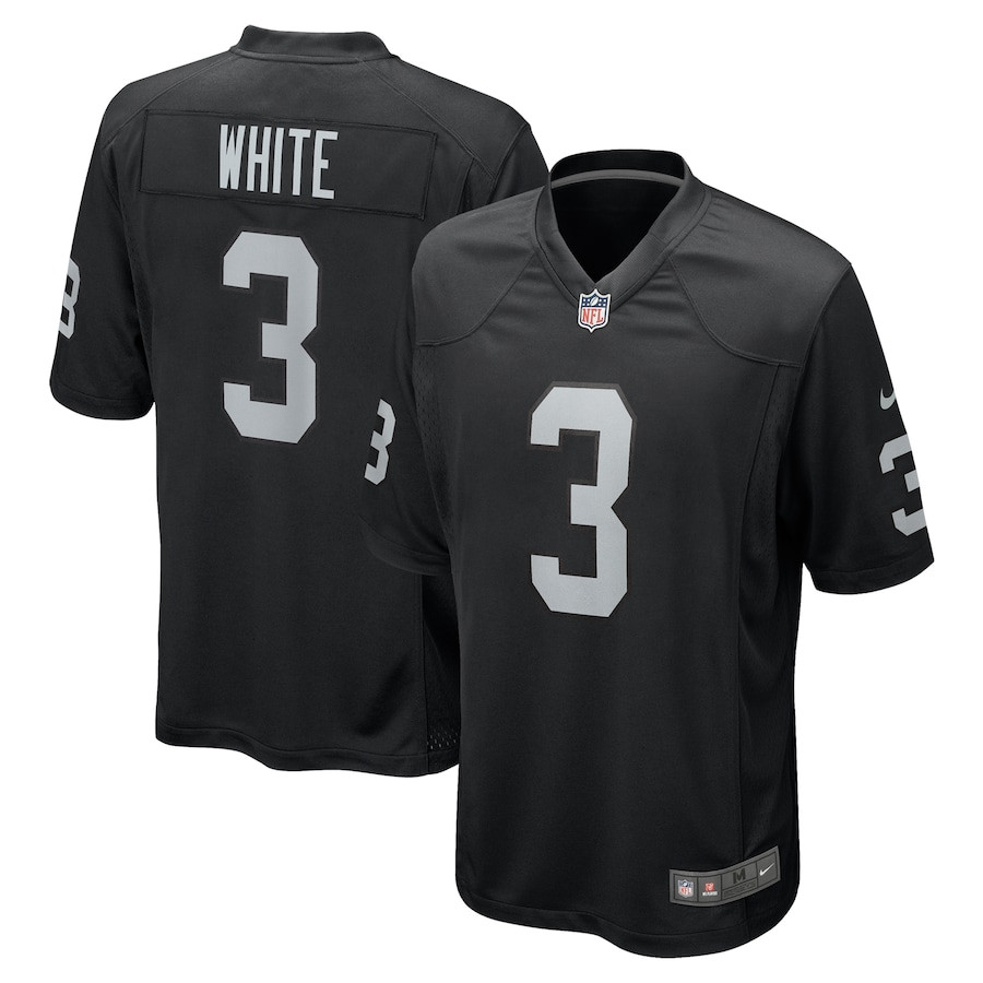Zamir White 3 Las Vegas Raiders Team Game Black NFL Jersey Men's