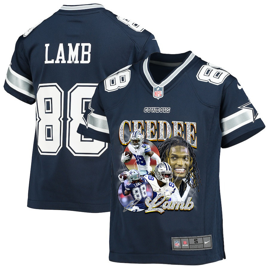 CeeDee Lamb 88 Dallas Cowboys Cee Works Hard Home Game NFL Jersey Youth