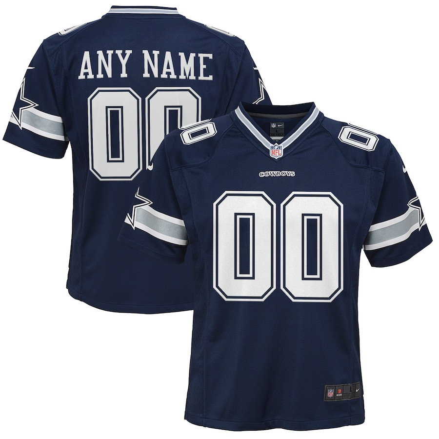 Dallas Cowboys Custom Game Navy NFL Jersey Youth