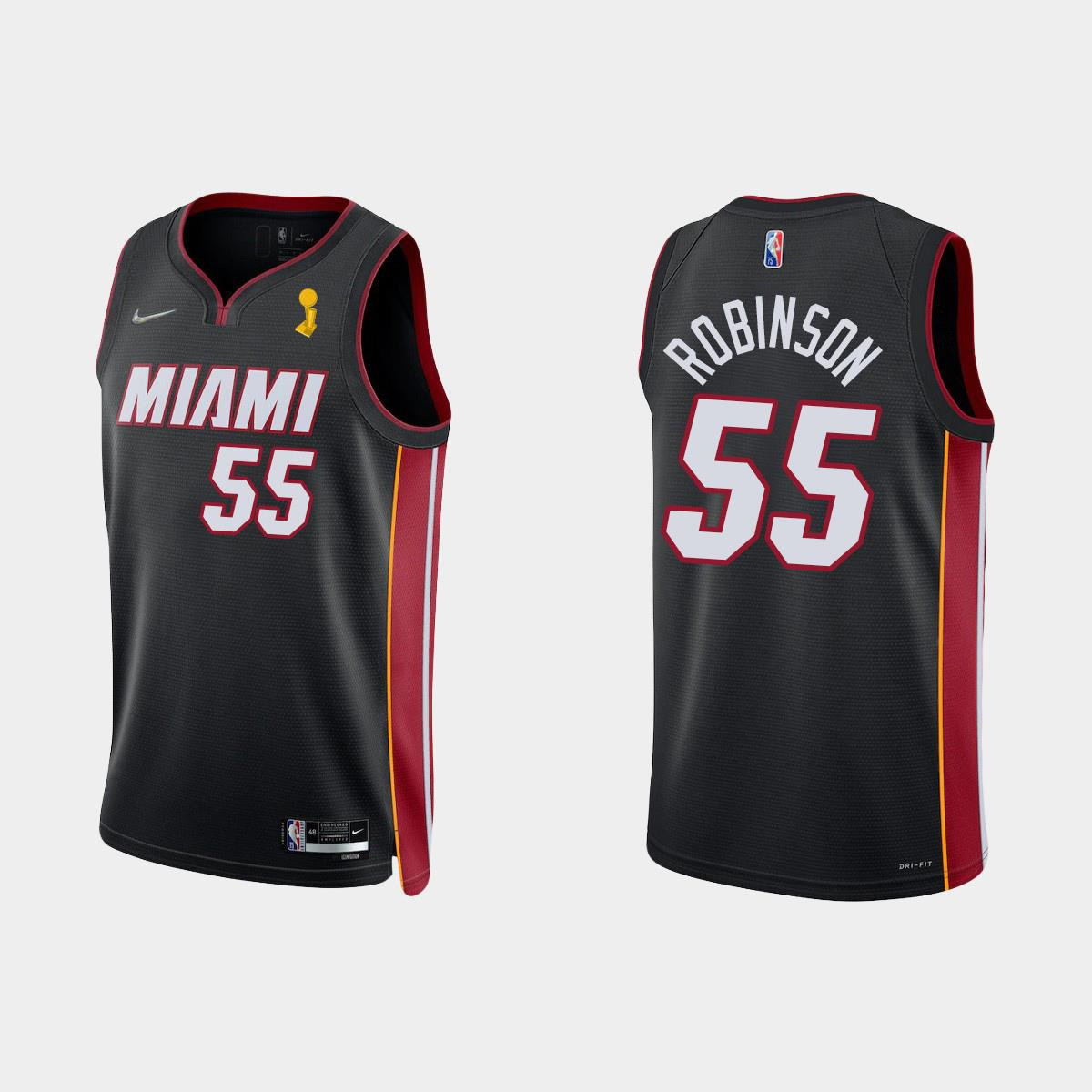Miami Heat Duncan Robinson 55 Champions Cup Diamond Black Icon NBA Jersey Men's