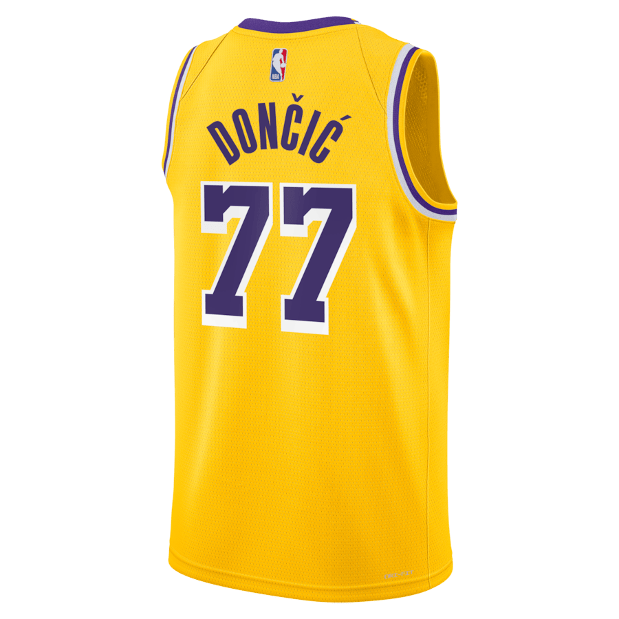 Luka Doncic 77 Los Angeles Lakers Unisex Swingman Icon Edition Gold NBA Jersey Unisex