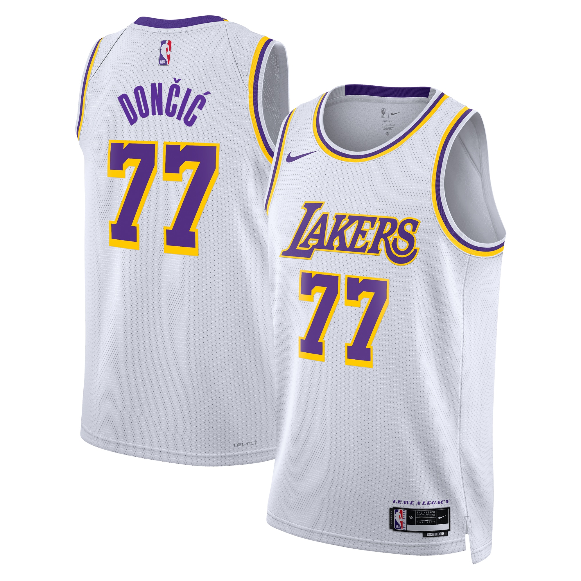 Los Angeles Lakers Association Edition Swingman White Luka Don?i Unisex NBA Jersey Unisex