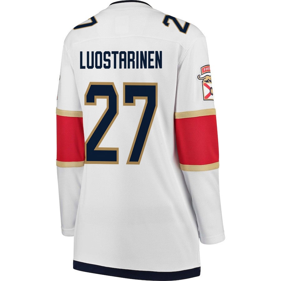 Eetu Luostarinen 27 Florida Panthers 2024 STANLEY CUP Final Away Breakaway White NHL Jersey Women's