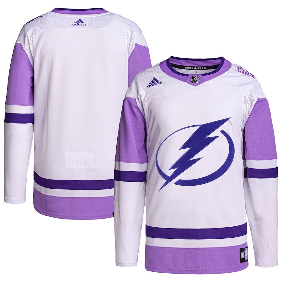 Tampa Bay Lightning Fights Cancer Primegreen White/Purple NHL Jersey Men's