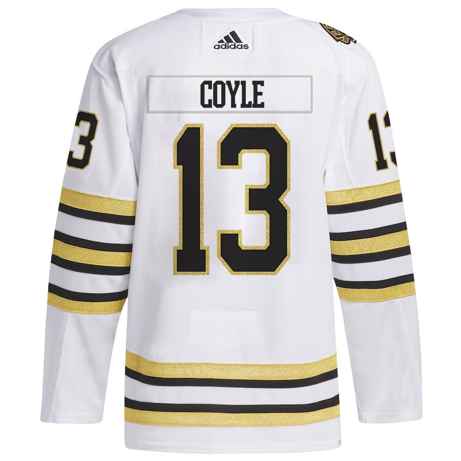 Charlie Coyle 13 Boston Bruins 2024 Playoffs Patch Away White NHL Jersey Men's