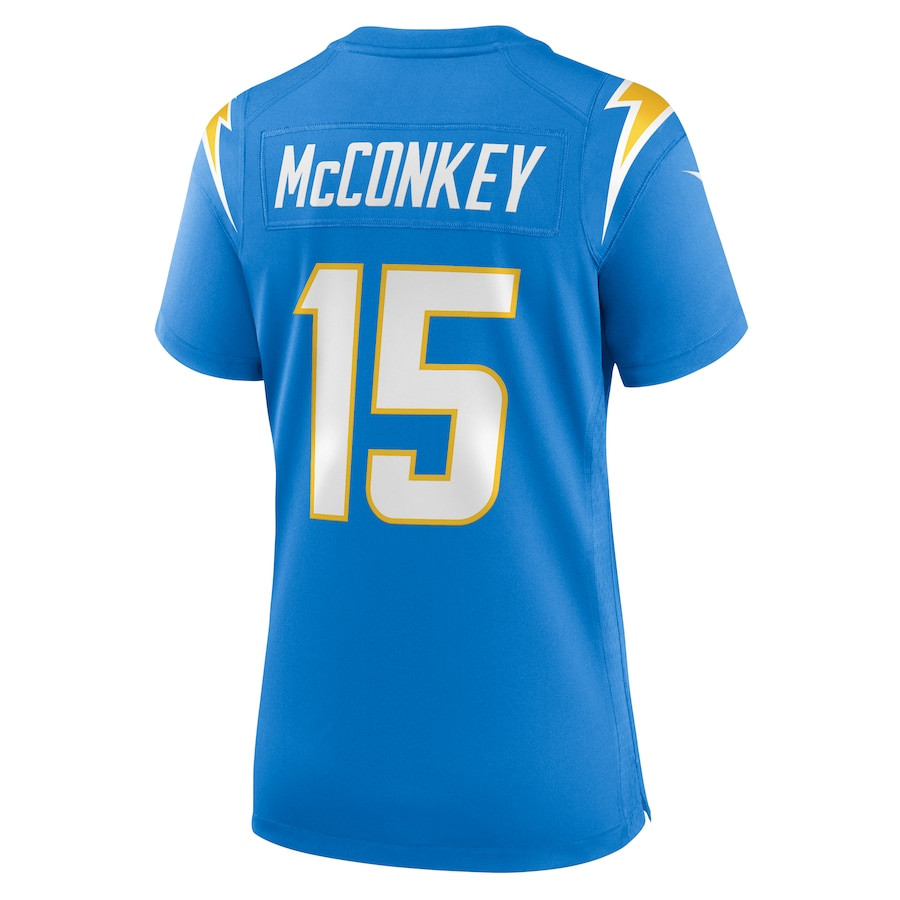 Ladd McConkey 15 Los Angeles Chargers Game Powder Blue NFL Jersey Women's