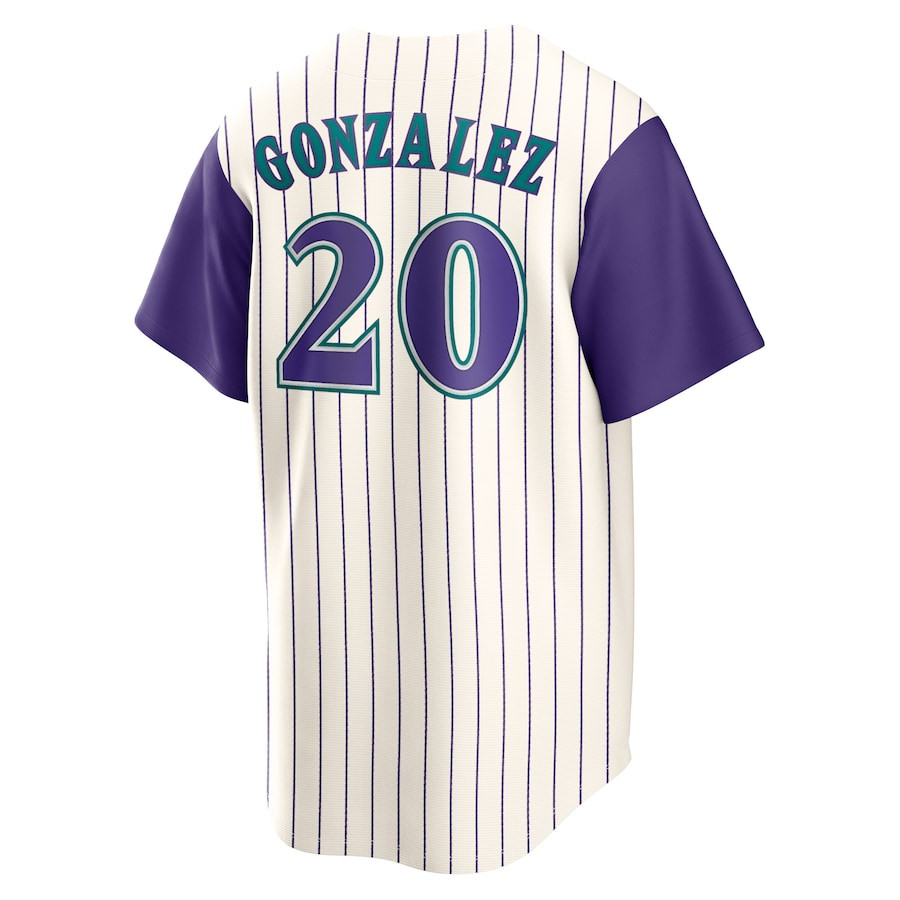 Luis Gonzalez 20 Arizona Diamondbacks Alternate Cooperstown Collection Cream/Purple MLB Jersey Men's