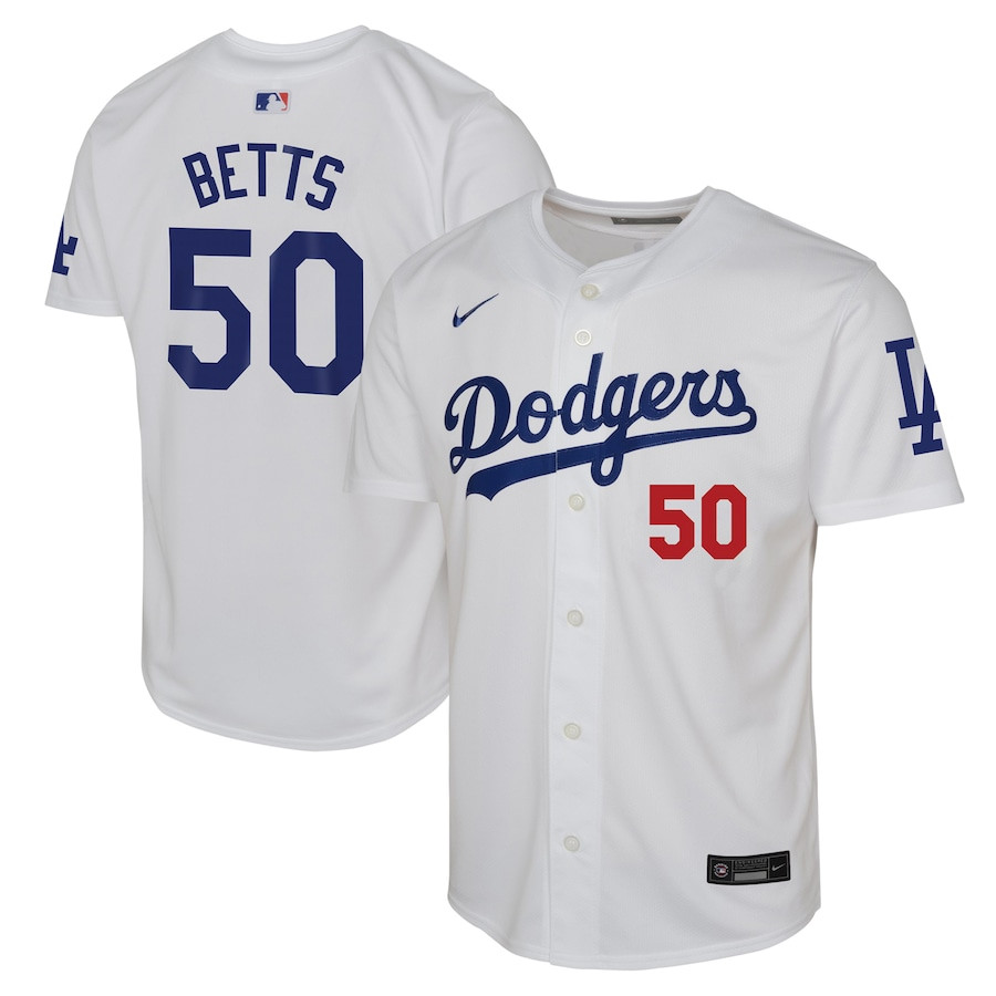 Mookie Betts 50 Los Angeles Dodgers Home Limited Player White MLB Jersey Youth