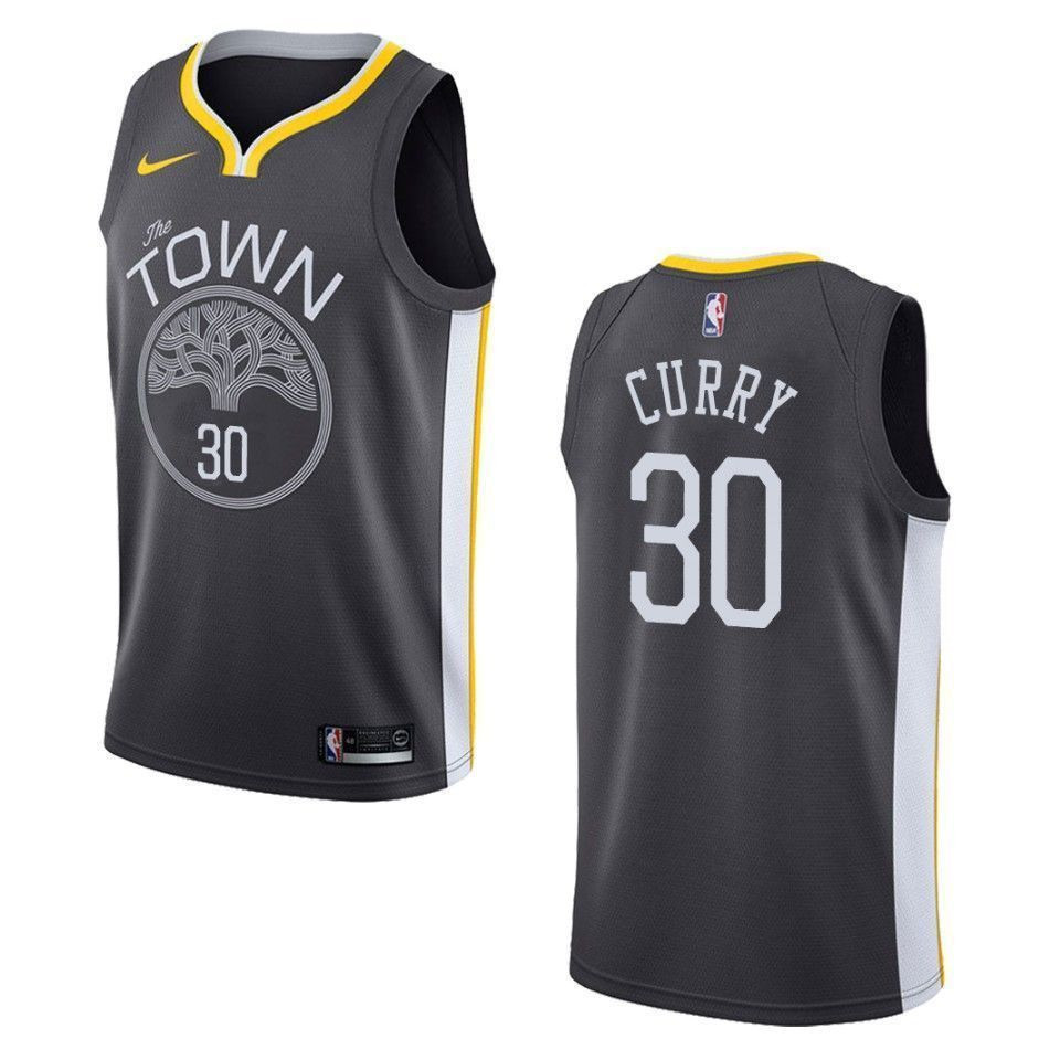 Golden State Warriors 30 Stephen Curry Statement Swingman Black NBA Jersey Men's