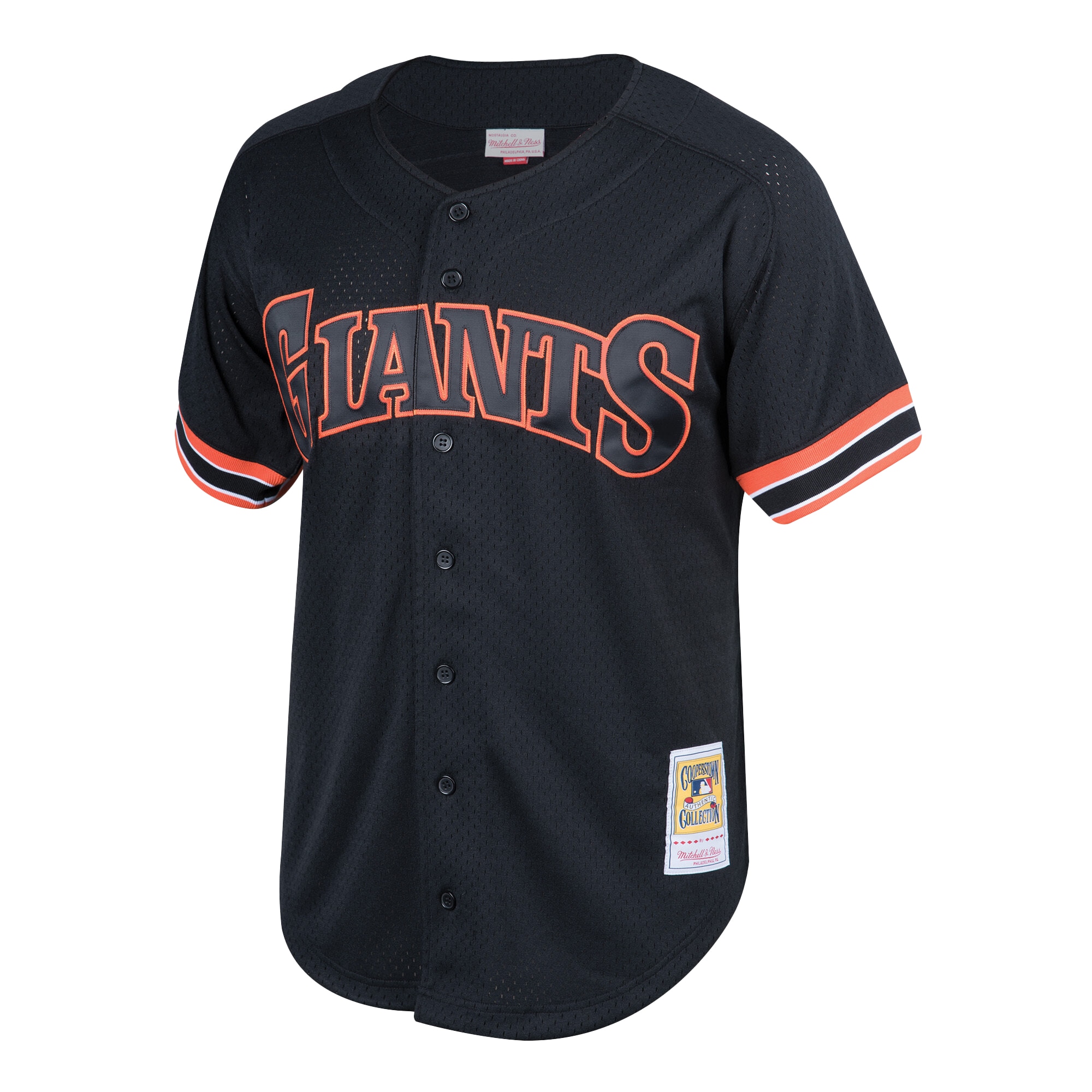 San Francisco Giants Will Clark Mitchell Ness Black Cooperstown Collection Mesh Batting Practice Button-Up MLB Jersey Men's