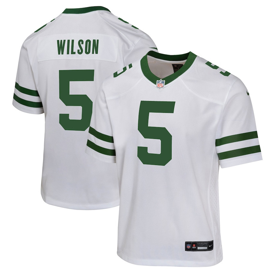 Garrett Wilson 5 New York Jets Game Legacy White NFL Jersey Youth