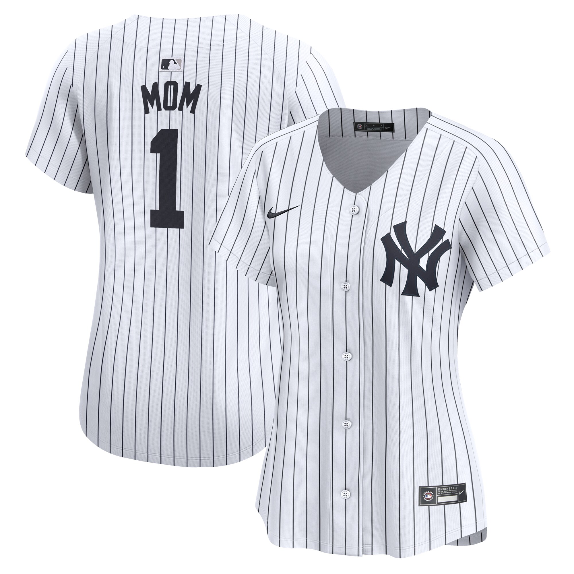 New York Yankees White #1 Mom Home Limited MLB Jersey Women's