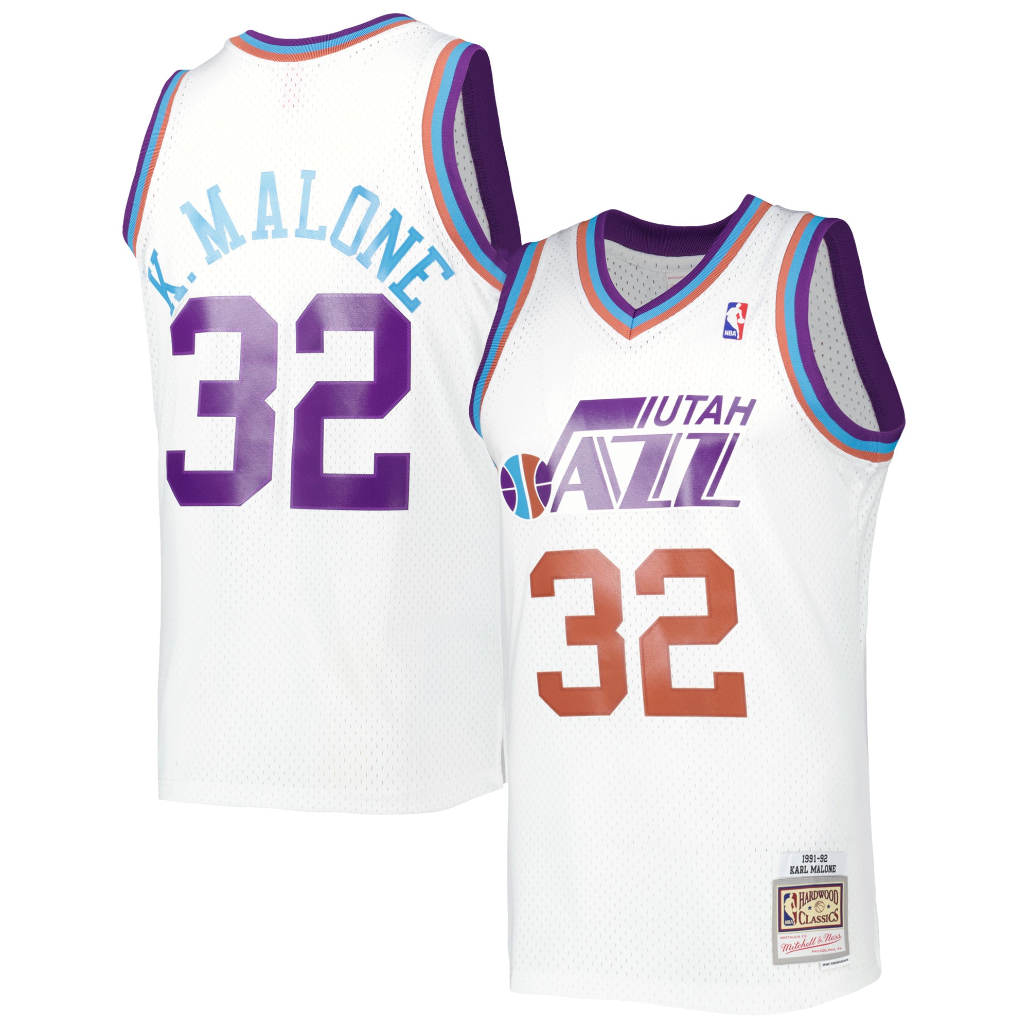 Mitchell Ness Karl Malon White Utah Jazz 1991/92 Hardwood Classics Reload 3.0 Swingman NBA Jersey Men's
