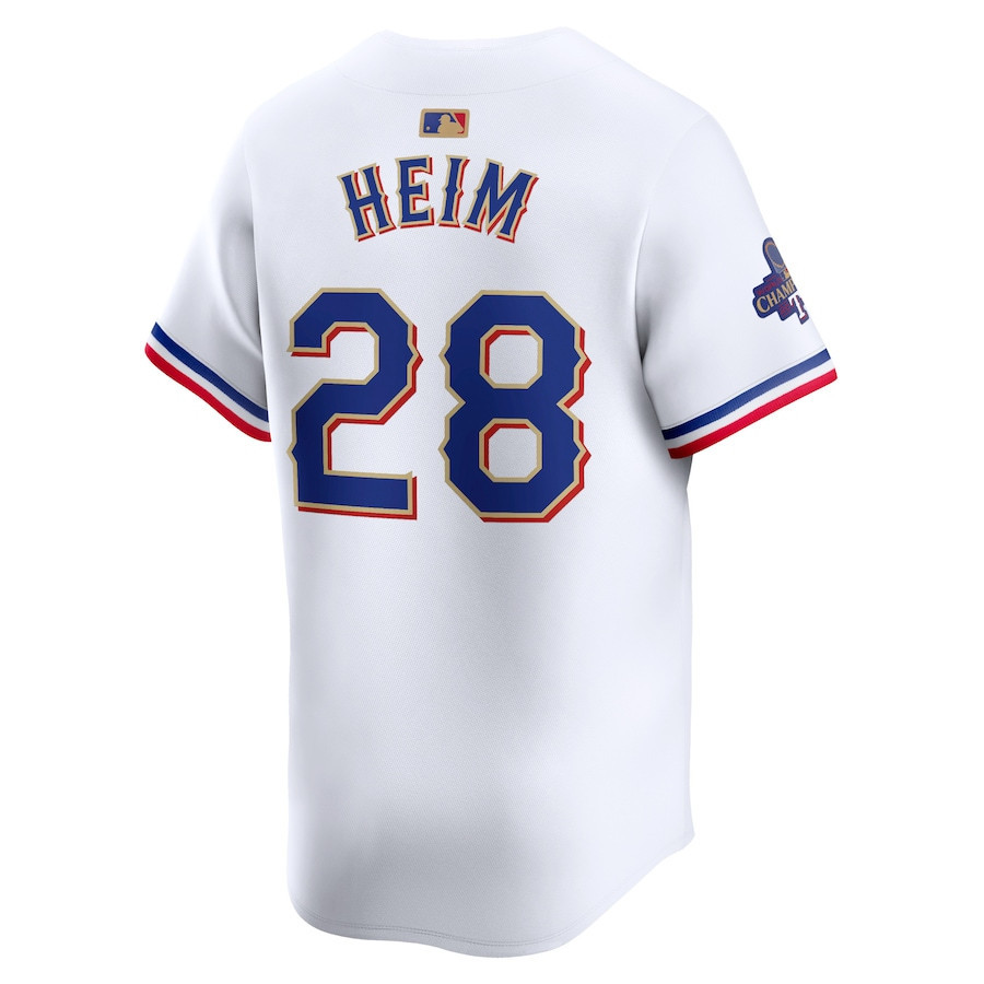Jonah Heim 28 Texas Rangers 2024 Gold Collection Limited White MLB Jersey Men's