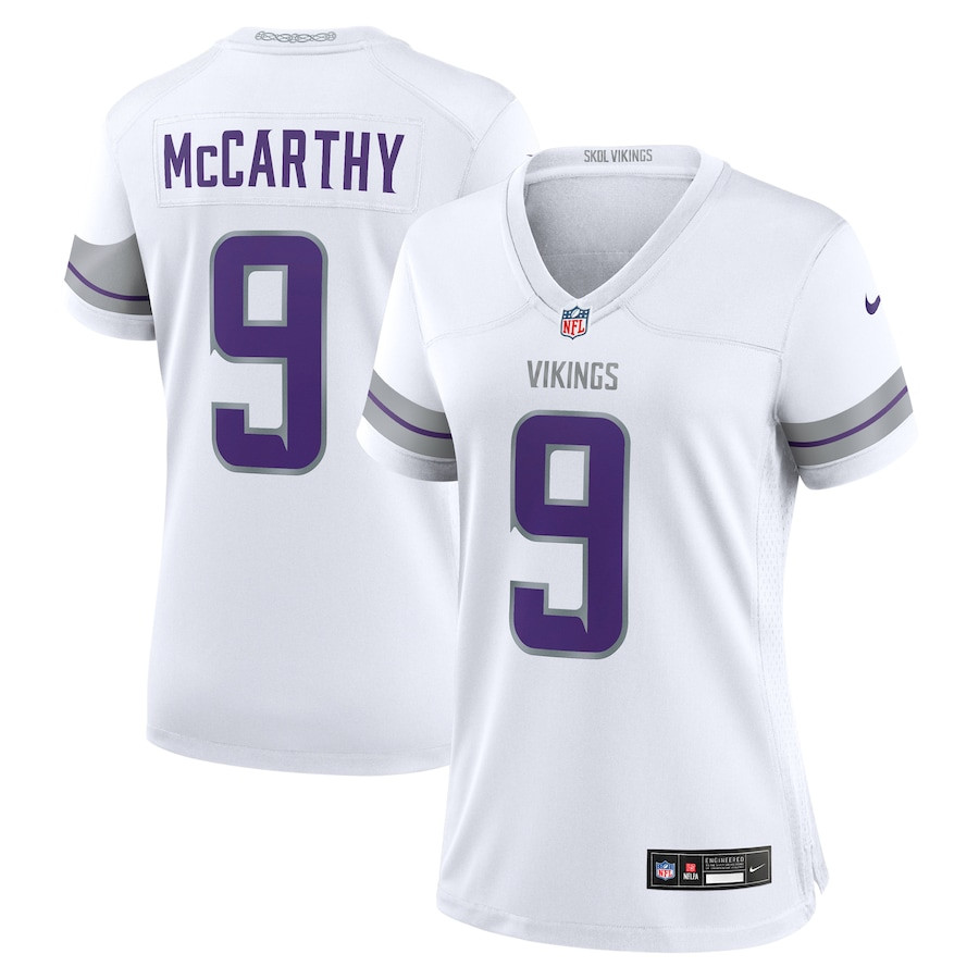 J.J. McCarthy 9 Minnesota Vikings Alternate Game Player White NFL Jersey Women's