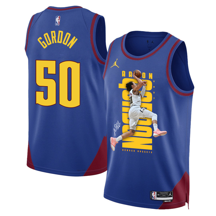Aaron Gordon 50 Denver Nuggets Slamming Skills 2023 Champions Swingman Blue NBA Jersey Men's