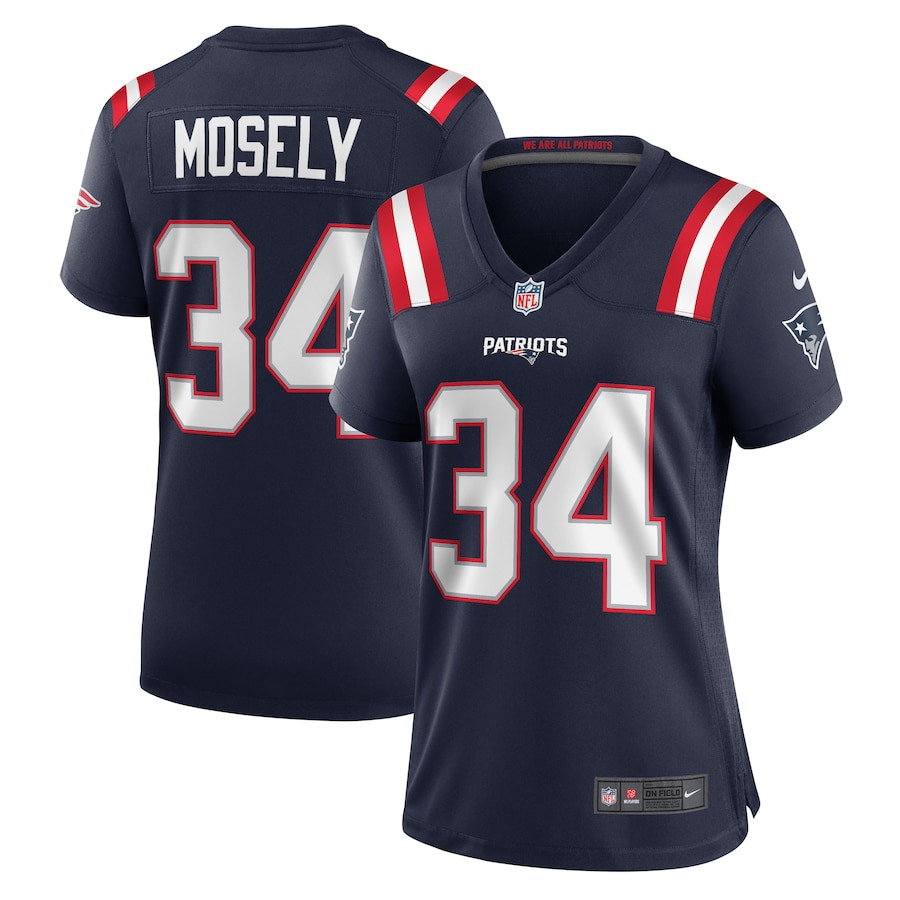 Quandre Mosely 34 New England Patriots Home Game Navy NFL Jersey Women's