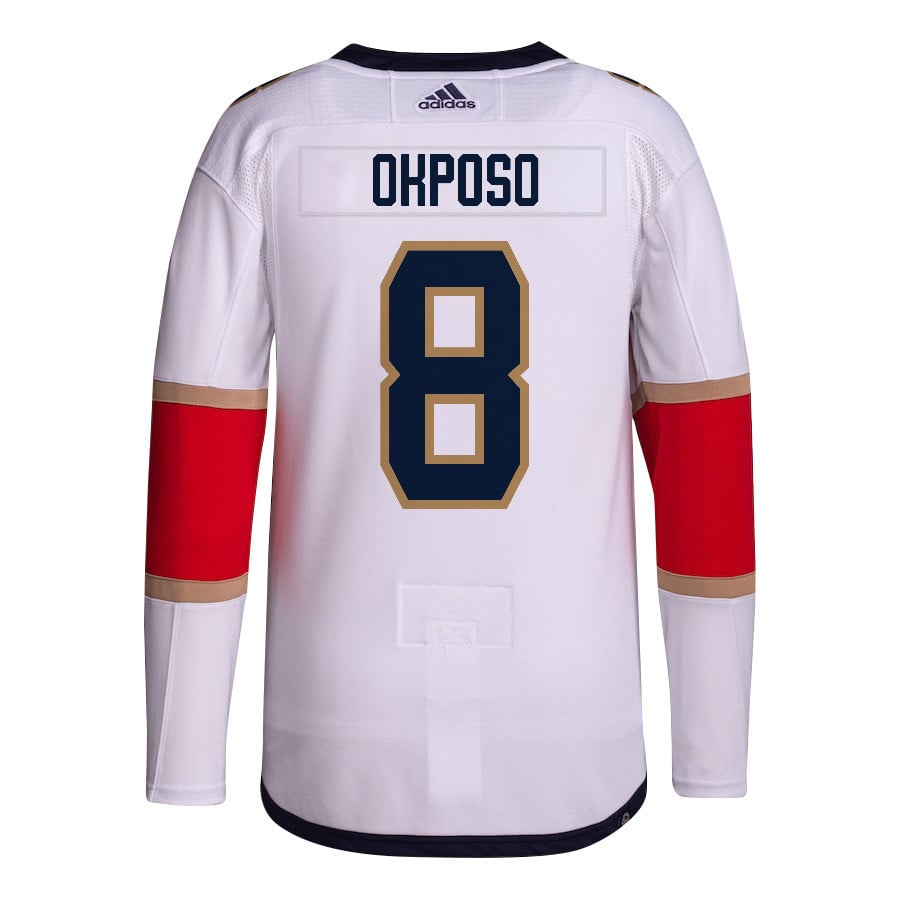 Kyle Okposo 8 Florida Panthers 2024 Playoffs Patch Away Custom White NHL Jersey Men's