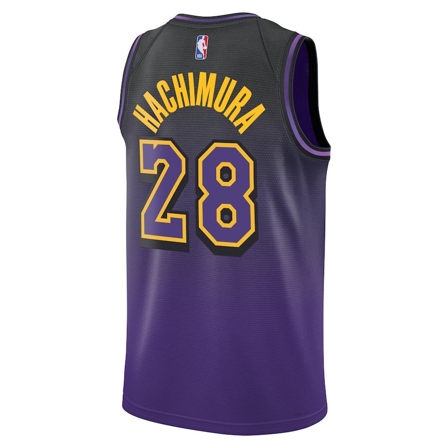 Rui Hachimura 28 Los Angeles Lakers Unisex 2024/25 Swingman Player City Edition Purple NBA Jersey Unisex