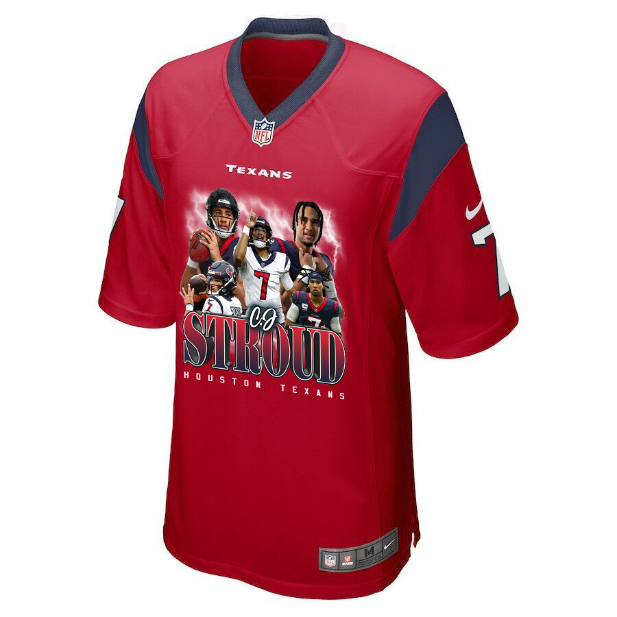 C.J. Stroud 7 Houston Texans The Chosen One Game Red NFL Jersey Men's